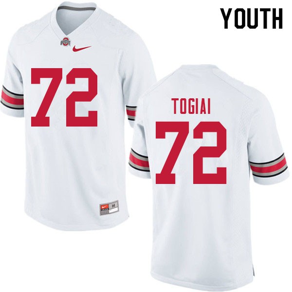 Ohio State Buckeyes #72 Tommy Togiai Youth Stitch Jersey White OSU84390
